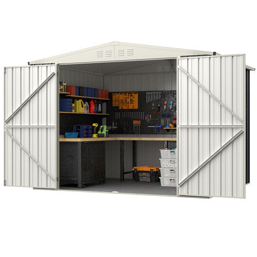 7.5 x 6.3 FT Metal Outdoor Storage Shed with Lockable Door-Gray - Color: Gray