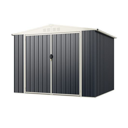 7.5 x 6.3 FT Metal Outdoor Storage Shed with Lockable Door-Gray - Color: Gray