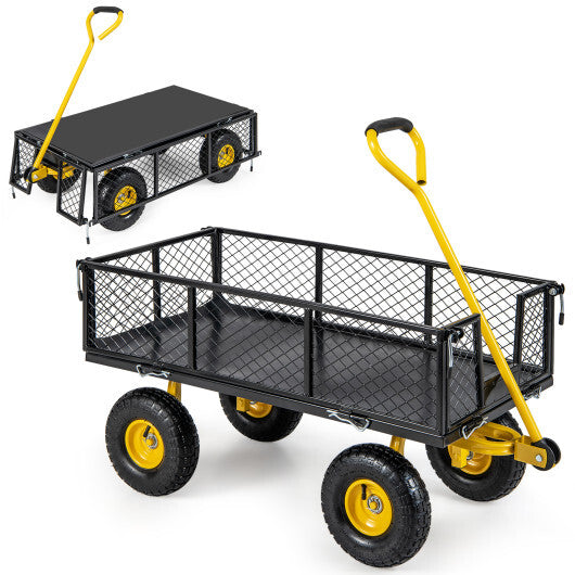 Utility Garden Wagon with 4 Removable Side Panels and 900/1200 LBS Load Capacity-43 X21 X 36 Inch - Size: 43" x 21" x 36"