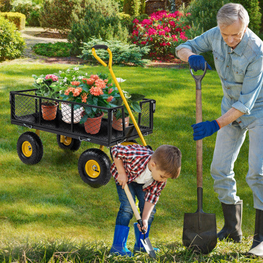 Utility Garden Wagon with 4 Removable Side Panels and 900/1200 LBS Load Capacity-43 X21 X 36 Inch - Size: 43" x 21" x 36"