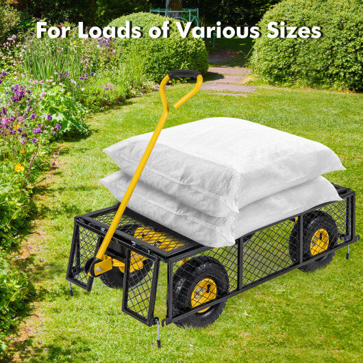 Utility Garden Wagon with 4 Removable Side Panels and 900/1200 LBS Load Capacity-43 X21 X 36 Inch - Size: 43" x 21" x 36"