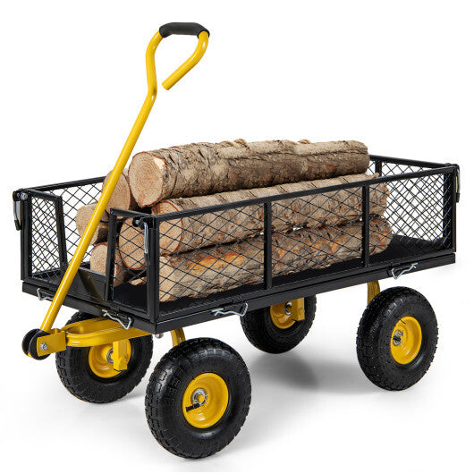 Utility Garden Wagon with 4 Removable Side Panels and 900/1200 LBS Load Capacity-43 X21 X 36 Inch - Size: 43" x 21" x 36"