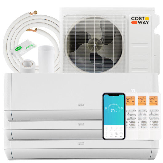 36000 BTU 3 Zone 21.5 SEER2 Mini Split AC with Heat Pump-9K + 9K + 9K - Color: White - Size: 9K + 9K + 9K