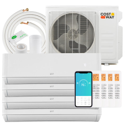 36000 BTU 4 Zone 21.5 SEER2 Mini Split AC with Heat Pump-9K + 9K + 9K + 12K - Color: White - Size: 9K + 9K + 9K + 12K