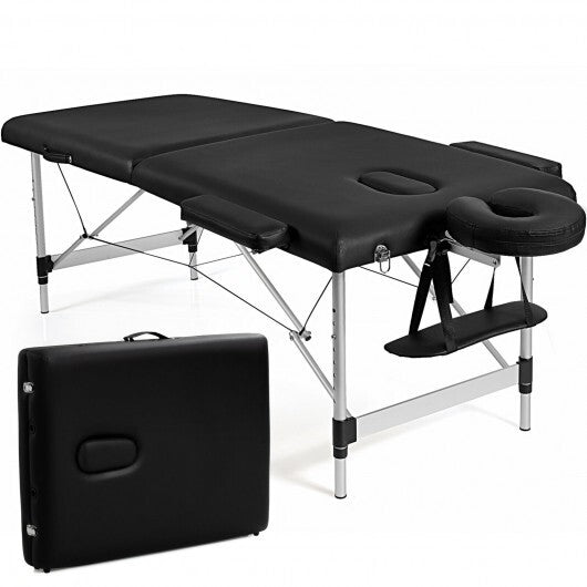 84 Inch L Portable Adjustable Massage Bed with Carry Case for Facial Salon Spa-Black - Color: Black