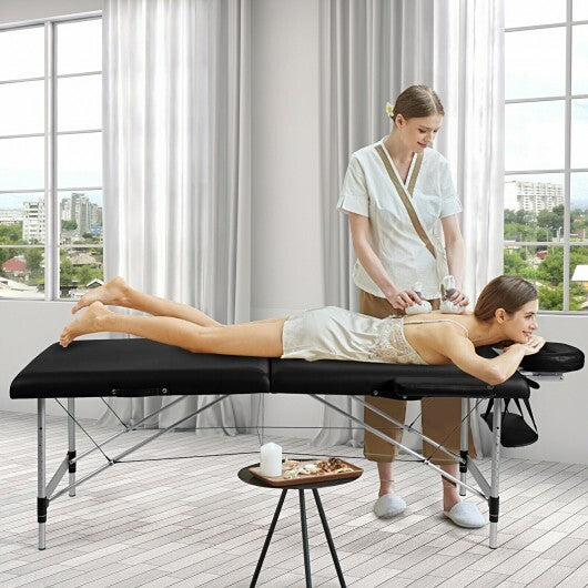 84 Inch L Portable Adjustable Massage Bed with Carry Case for Facial Salon Spa-Black - Color: Black