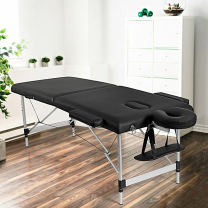 84 Inch L Portable Adjustable Massage Bed with Carry Case for Facial Salon Spa-Black - Color: Black