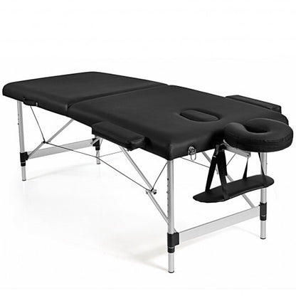 84 Inch L Portable Adjustable Massage Bed with Carry Case for Facial Salon Spa-Black - Color: Black