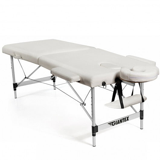 84 Inch L Portable Adjustable Massage Bed with Carry Case for Facial Salon Spa -White - Color: White