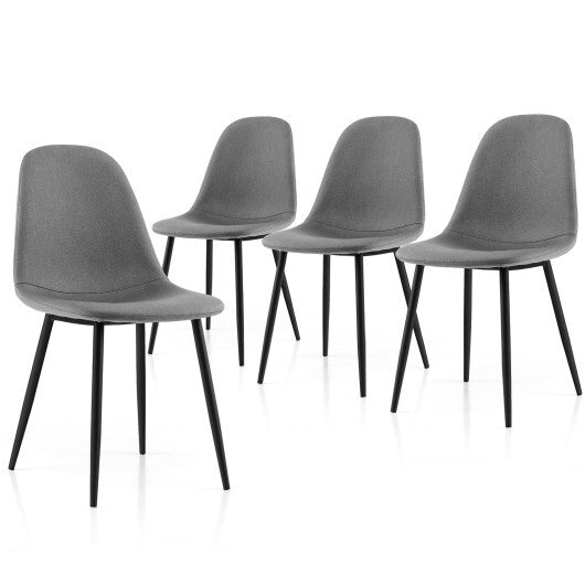 Dining Chairs Set of 4 with Black Metal Legs-Gray - Color: Gray