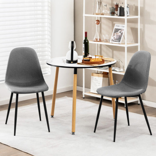 Dining Chairs Set of 4 with Black Metal Legs-Gray - Color: Gray