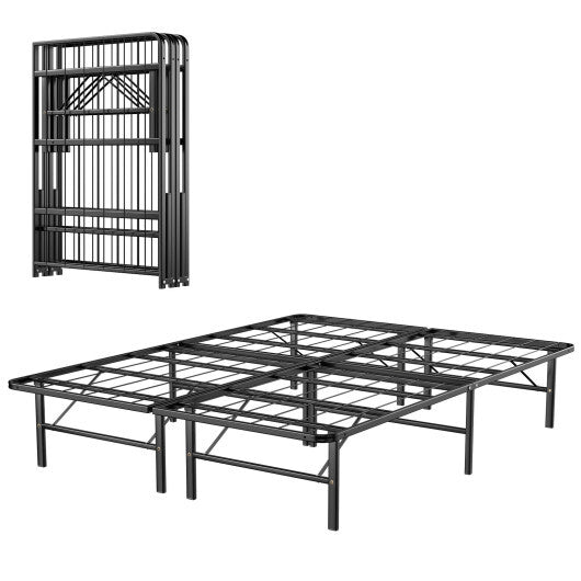 Twin/Full/Queen Size Foldable Metal Platform Bed with Tool-Free Assembly-Queen size - Color: Black - Size: Queen Size