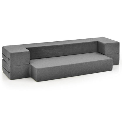 8 Inch Convertible Folding Sofa Bed with Washable Cover-Twin Size - Color: Dark Gray - Size: Twin Size