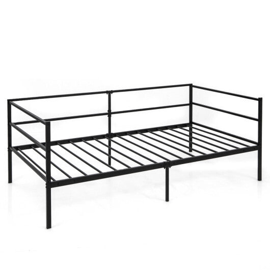 Twin Size Metal Daybed Frame for Living Room Bedroom - Color: Black - Size: Twin Size