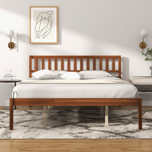 Twin/Full/Queen Size Wood Bed Frame with Headboard and Slat Support-Queen Size - Color: Walnut - Size: Queen Size