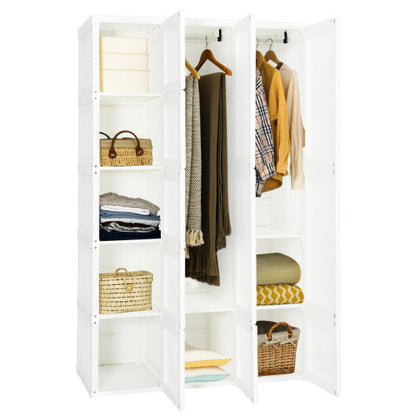 Foldable Armoire Wardrobe Closet with 10 Cubes - Color: White - Size: 10 Cubes