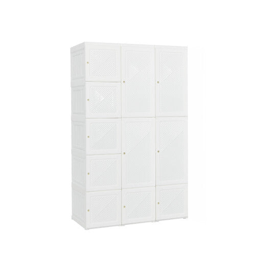 Foldable Armoire Wardrobe Closet with 10 Cubes - Color: White - Size: 10 Cubes