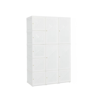 Foldable Armoire Wardrobe Closet with 10 Cubes - Color: White - Size: 10 Cubes