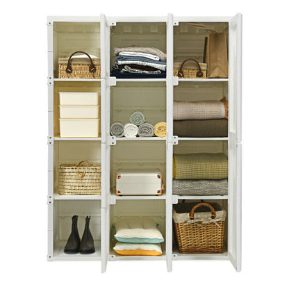 Clothes Foldable Armoire Wardrobe Closet with 12 Cubby Storage - Color: White - Size: 12 Cubes