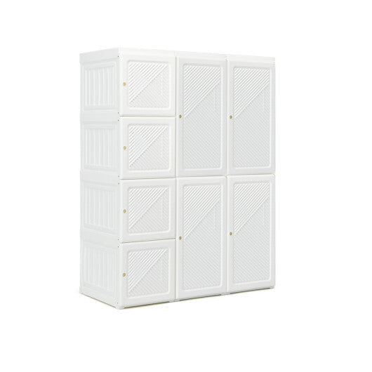 Foldable Closet Clothes Organizer with 8 Cubby Storage - Color: White - Size: 8 Cubes