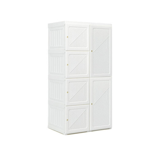 Foldable Armoire Wardrobe Closet with 8 Cubby Storage - Color: White - Size: 8 Cubes