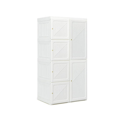 Foldable Armoire Wardrobe Closet with 8 Cubby Storage - Color: White - Size: 8 Cubes