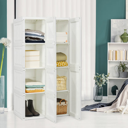 Foldable Armoire Wardrobe Closet with 8 Cubby Storage - Color: White - Size: 8 Cubes