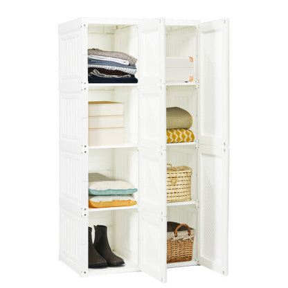 Foldable Armoire Wardrobe Closet with 8 Cubby Storage - Color: White - Size: 8 Cubes