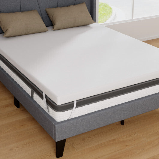 3 Inch Gel-Infused Memory Foam Mattress Topper with Removable Cover-Queen Size - Color: White - Size: Queen Size