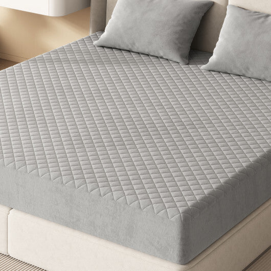 Twin/Queen/King Size Mattress Protector?Luxury Super Soft Velvet Mattress Topper-King Size - Color: Gray - Size: King Size