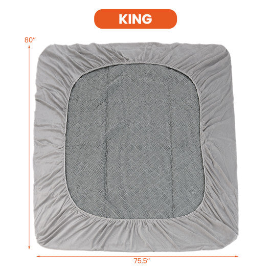 Twin/Queen/King Size Mattress Protector?Luxury Super Soft Velvet Mattress Topper-King Size - Color: Gray - Size: King Size