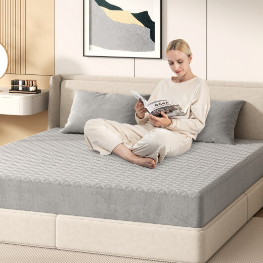 Twin/Queen/King Size Mattress Protector?Luxury Super Soft Velvet Mattress Topper-King Size - Color: Gray - Size: King Size