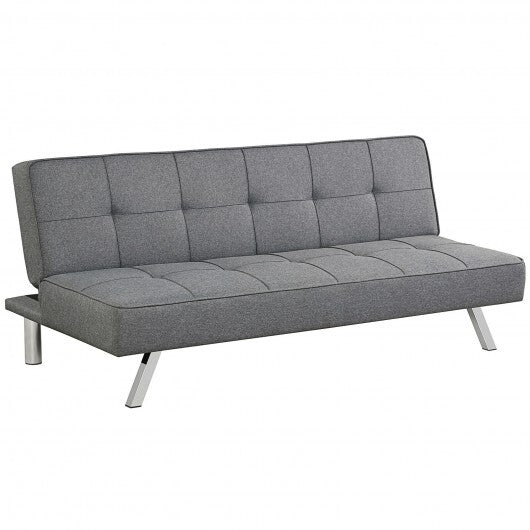 3-Seat Convertible Sofa Bed with High-Density Sponge for Living Room - Color: Gray