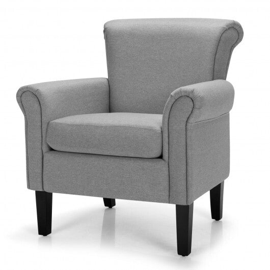 Upholstered Fabric Accent Chair with Adjustable Foot Pads-Light Gray - Color: Light Gray