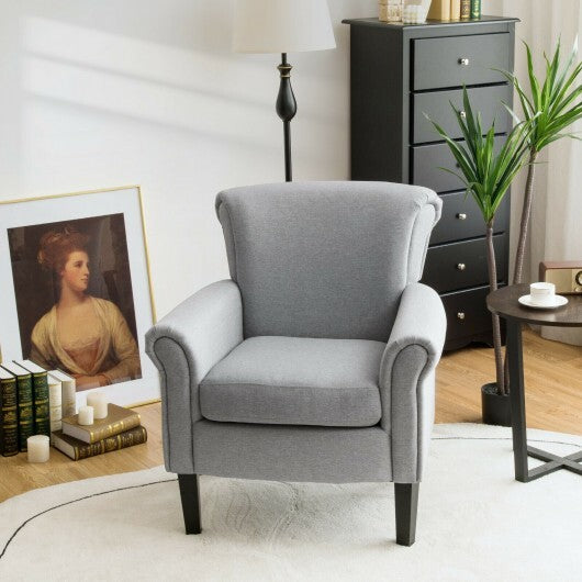 Upholstered Fabric Accent Chair with Adjustable Foot Pads-Light Gray - Color: Light Gray