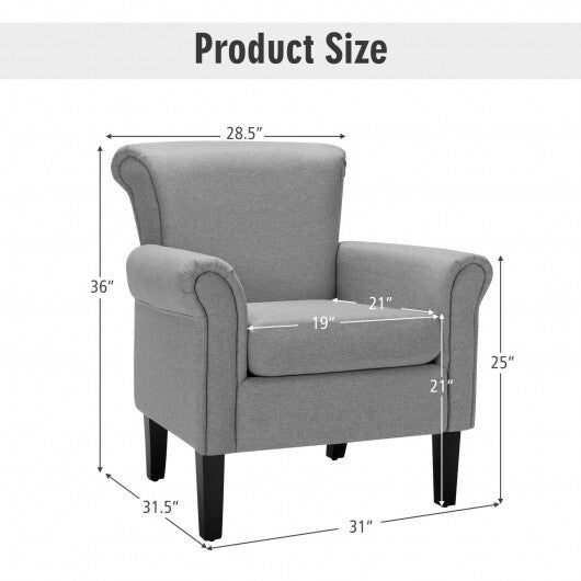 Upholstered Fabric Accent Chair with Adjustable Foot Pads-Light Gray - Color: Light Gray