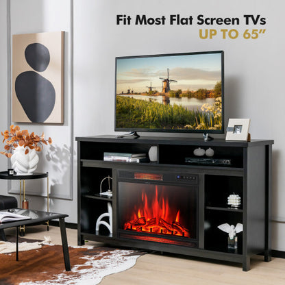 58 Inch TV Stand Entertainment Console Center with Adjustable Open Shelves-Black - Color: Black - Size: 58 inches