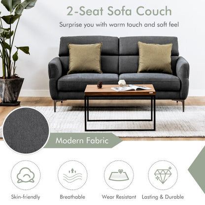 72.5 Inch Modern Fabric Loveseat Sofa Couch with Adjustable Headrest - Color: Gray