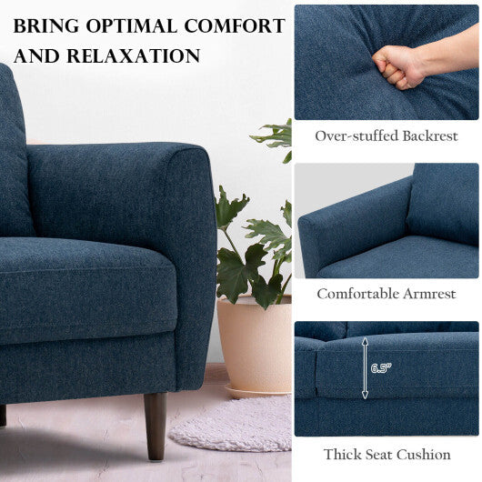 2 Pieces Upholstered Sofa Set with Removable Cushion Covers-Navy - Color: Navy