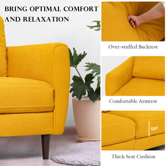 2 Pieces Upholstered Sofa Set with Removable Cushion Covers-Yellow - Color: Yellow