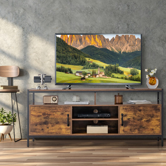 58 Inch Industrial TV Stand with Cabinets and Adjustable Shelf for TVs up to 65 Inch-Rustic Brwon - Color: Rustic Brown