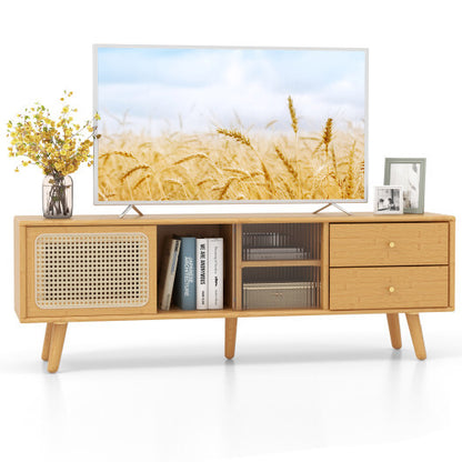 Bamboo TV Stand for TV up to 65 Inch-Natural - Color: Natural