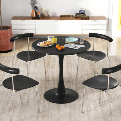 31.5 Inch Round Dining Table with Anti-Slip PP Ring-Black - Color: Black