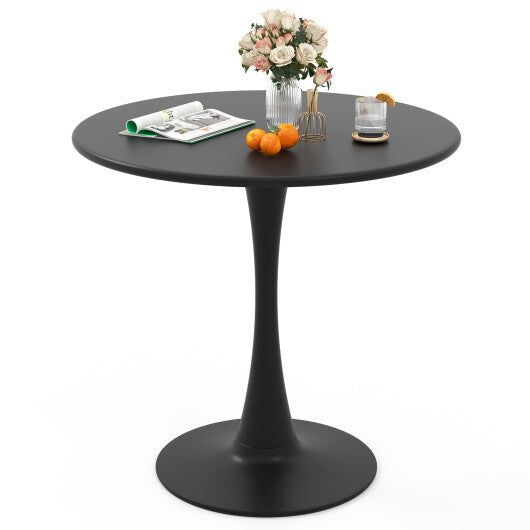 31.5 Inch Round Dining Table with Anti-Slip PP Ring-Black - Color: Black