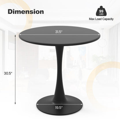 31.5 Inch Round Dining Table with Anti-Slip PP Ring-Black - Color: Black