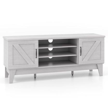 Farmhouse TV Stand for TVs Up to 65 Inches with 2 Barn Door Cabinets-Gray - Color: Gray