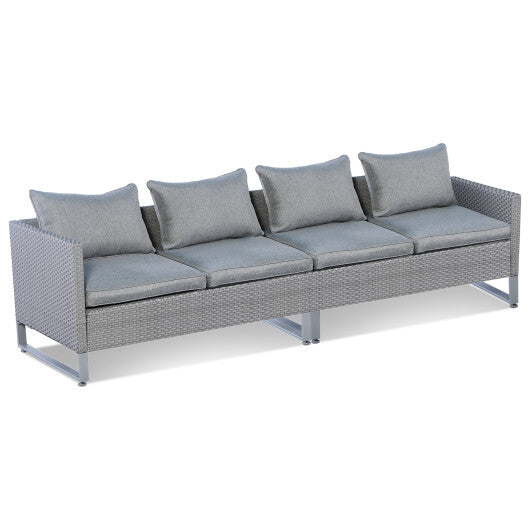 2 Pieces Patio Furniture Sofa Set with Cushions and Sofa Clips-Gray - Color: Gray