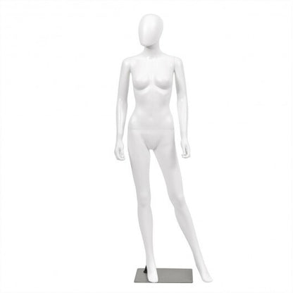 5.8 ft Full Body Female Mannequin Egghead Manikin with Metal Stand - Color: White