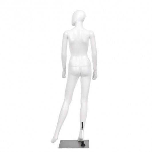 5.8 ft Full Body Female Mannequin Egghead Manikin with Metal Stand - Color: White