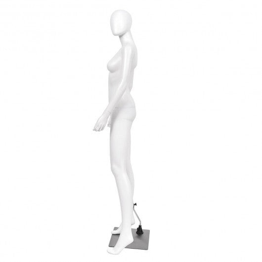 5.8 ft Full Body Female Mannequin Egghead Manikin with Metal Stand - Color: White